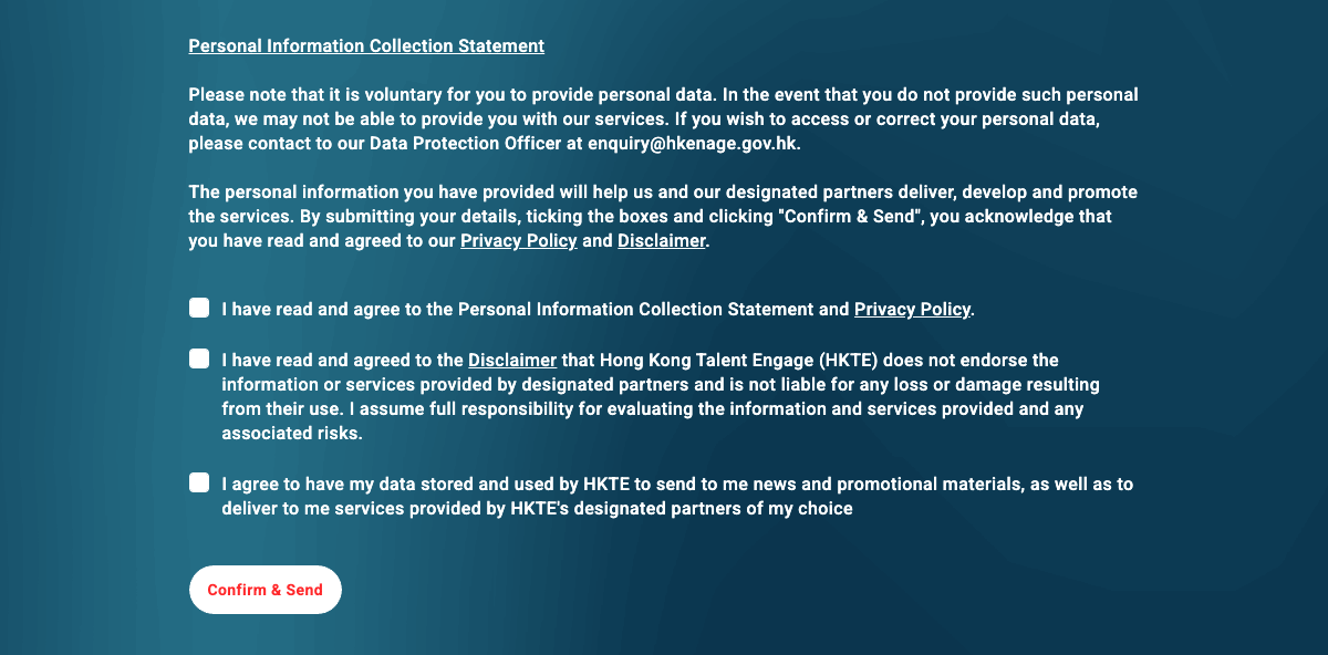 Once you are confident that all the information is accurate and have read through our Privacy Policy and Disclaimer, you can submit your request by clicking 'Confirm & Send'